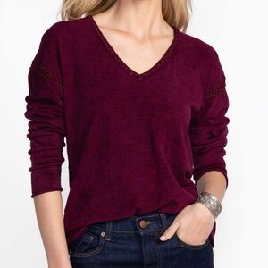 Johnny Was The Velvet Classic Whipstitch‎ Pullover Burgundy NWT Size XS